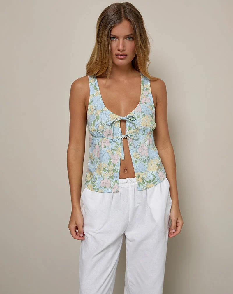 Rodite Tie Front Top in verwaschenem Pastell Floral