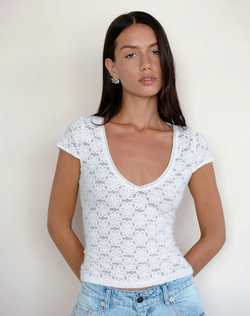 Sanjana Top aus Spitze Elfenbein