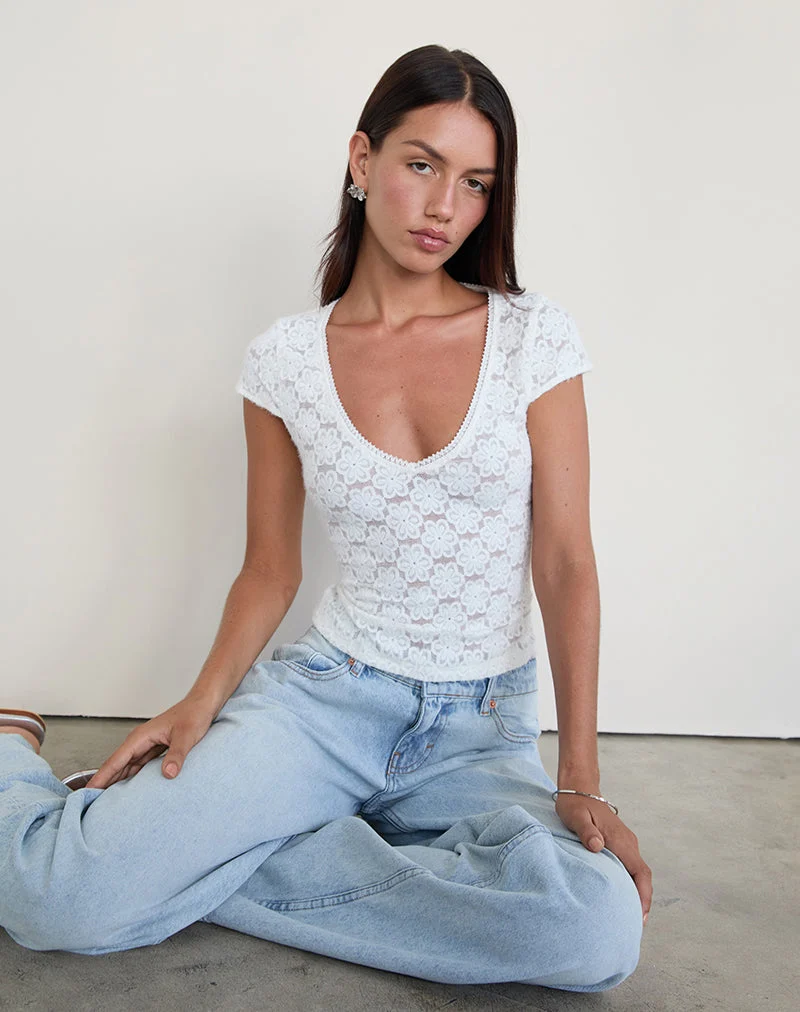 Sanjana Top aus Spitze Elfenbein