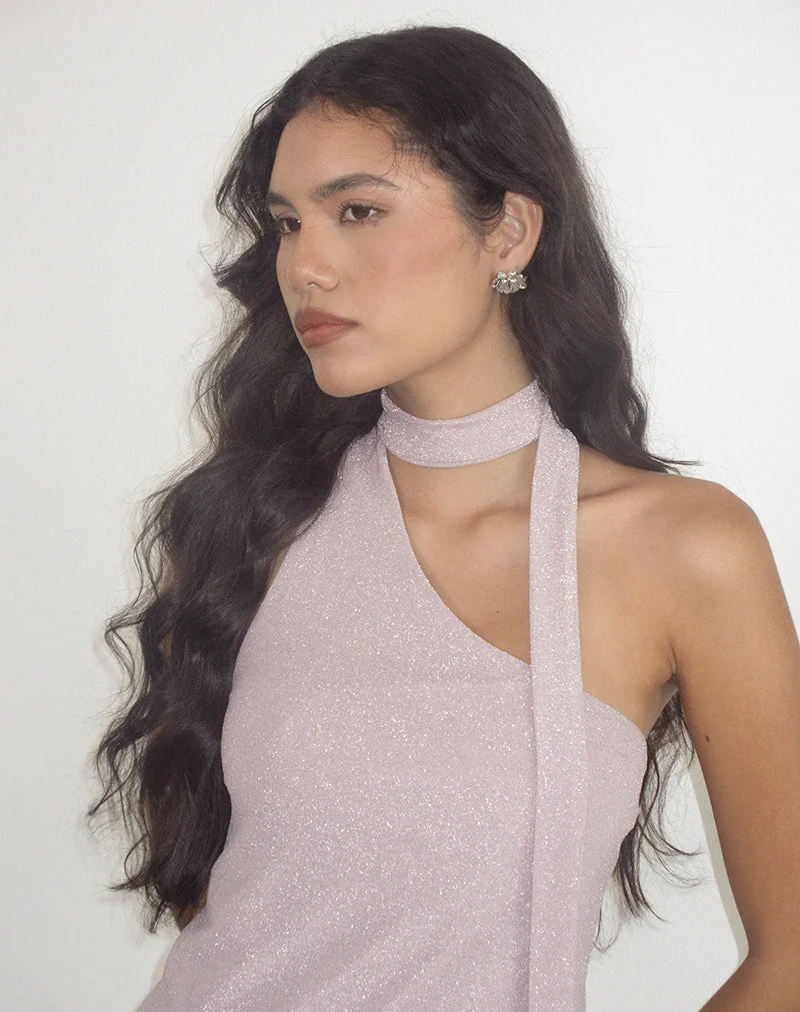 Joanka Krawattenkleid aus schimmerndem Lurex in Rosa