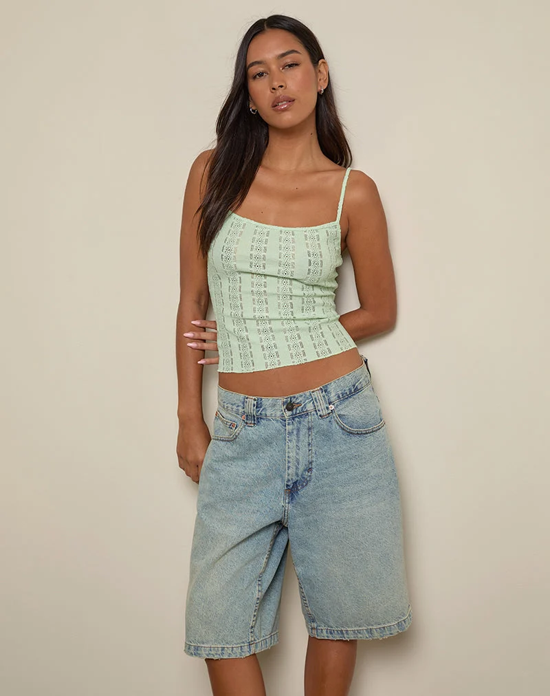 Aluca Cami Top aus Broderie-Blumenspitze Mint