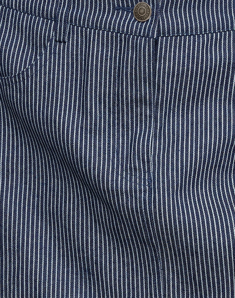 Mini-Rock in A-Linie aus Nadelstreifen in Indigo-Waschung