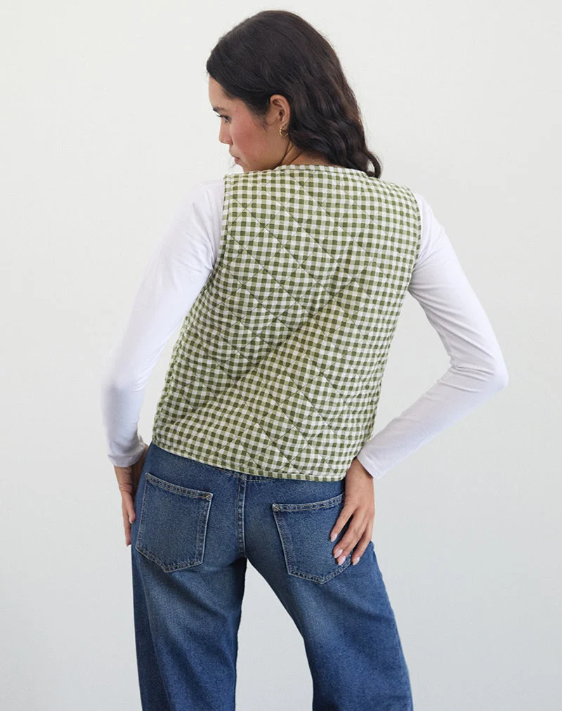 Kitza Weste in Olive Gingham