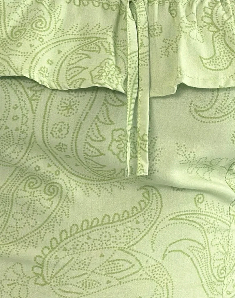 Yokai Bardot Top in Retro Paisley Limette