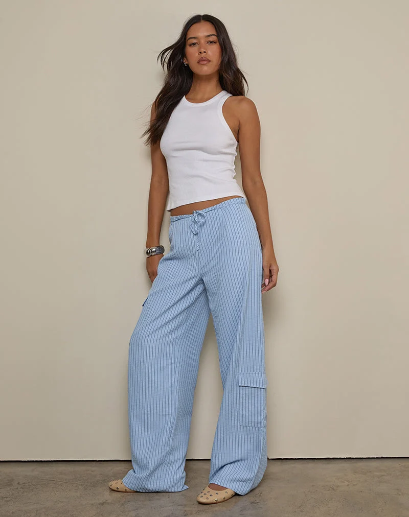Bruna Cargohose in Blau gestreift
