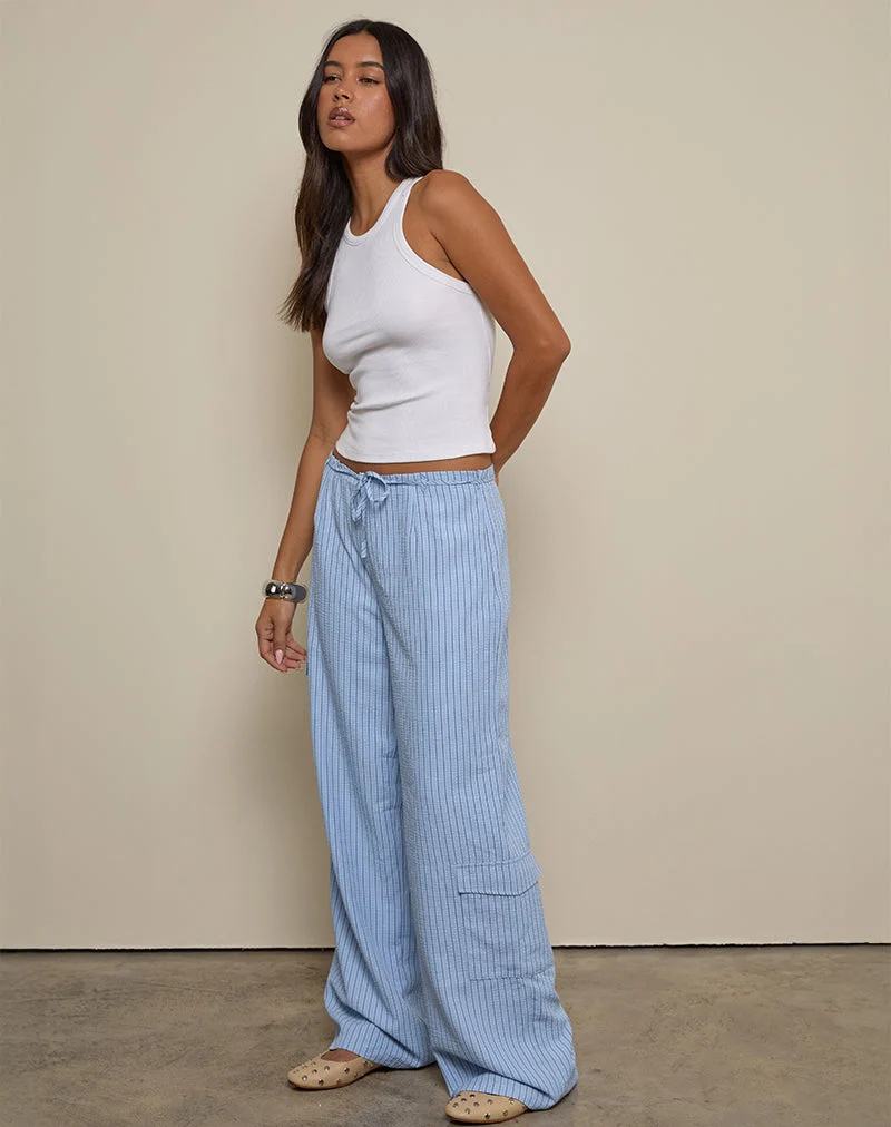 Bruna Cargohose in Blau gestreift