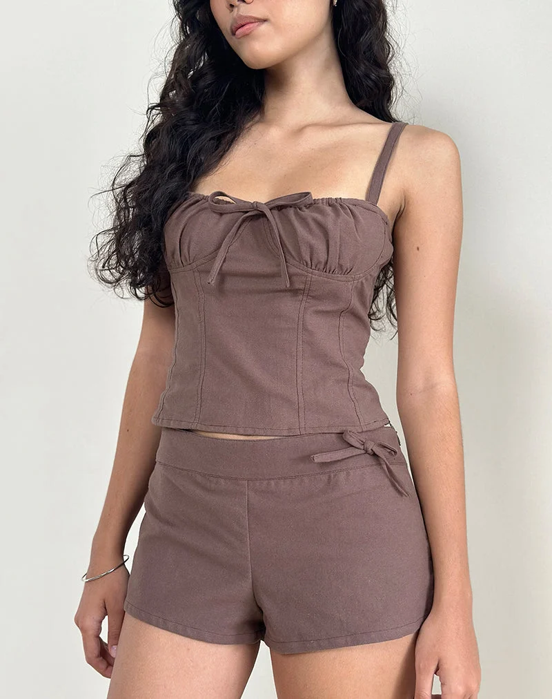 Kamden Cami Top aus Leinen Deep Taupe