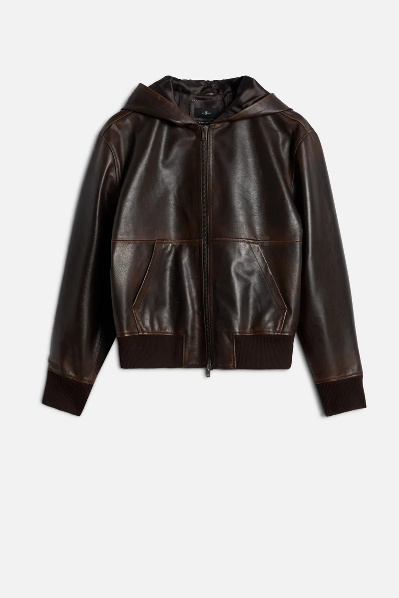 ZIP UP HOODIE in Leather Espresso