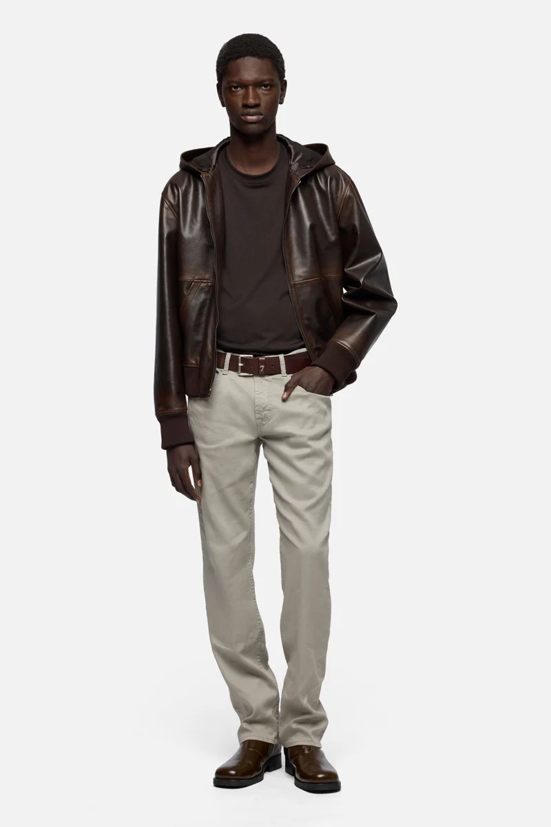 ZIP UP HOODIE in Leather Espresso
