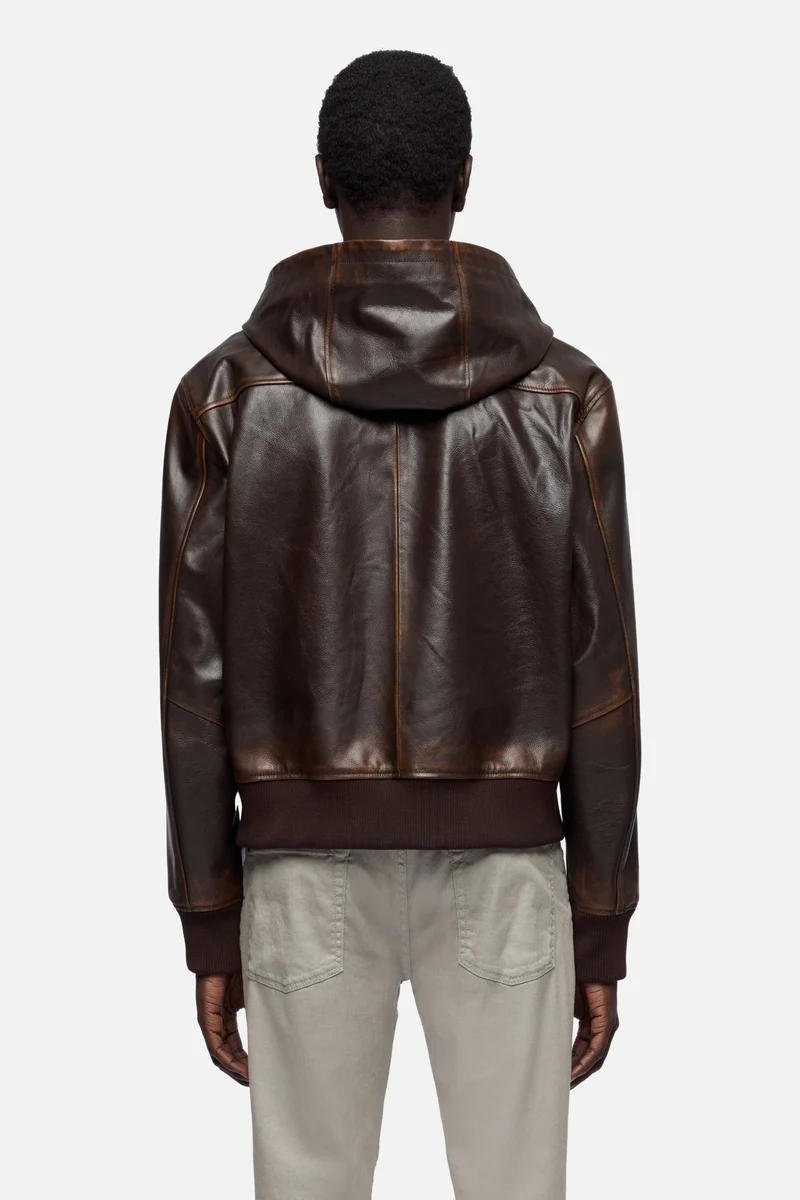 ZIP UP HOODIE in Leather Espresso