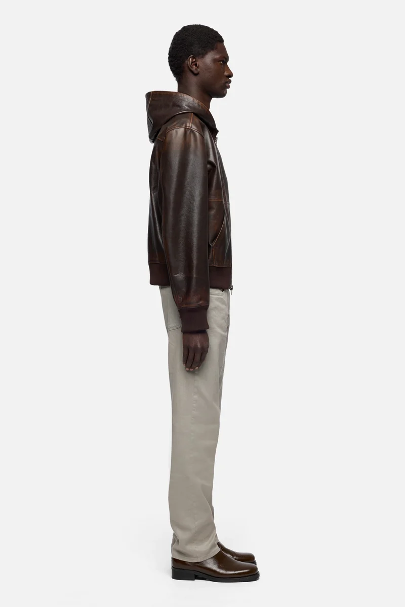 ZIP UP HOODIE in Leather Espresso