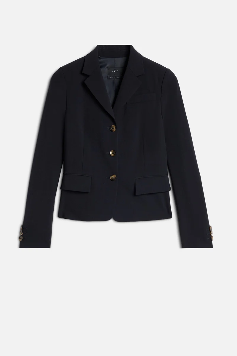 FITTED BLAZER in Wool Blend Dark Navy