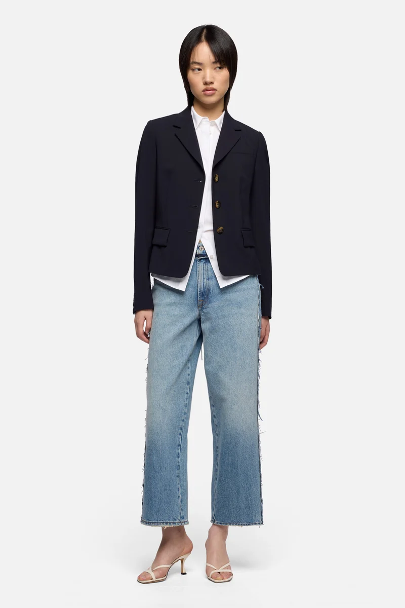 FITTED BLAZER in Wool Blend Dark Navy