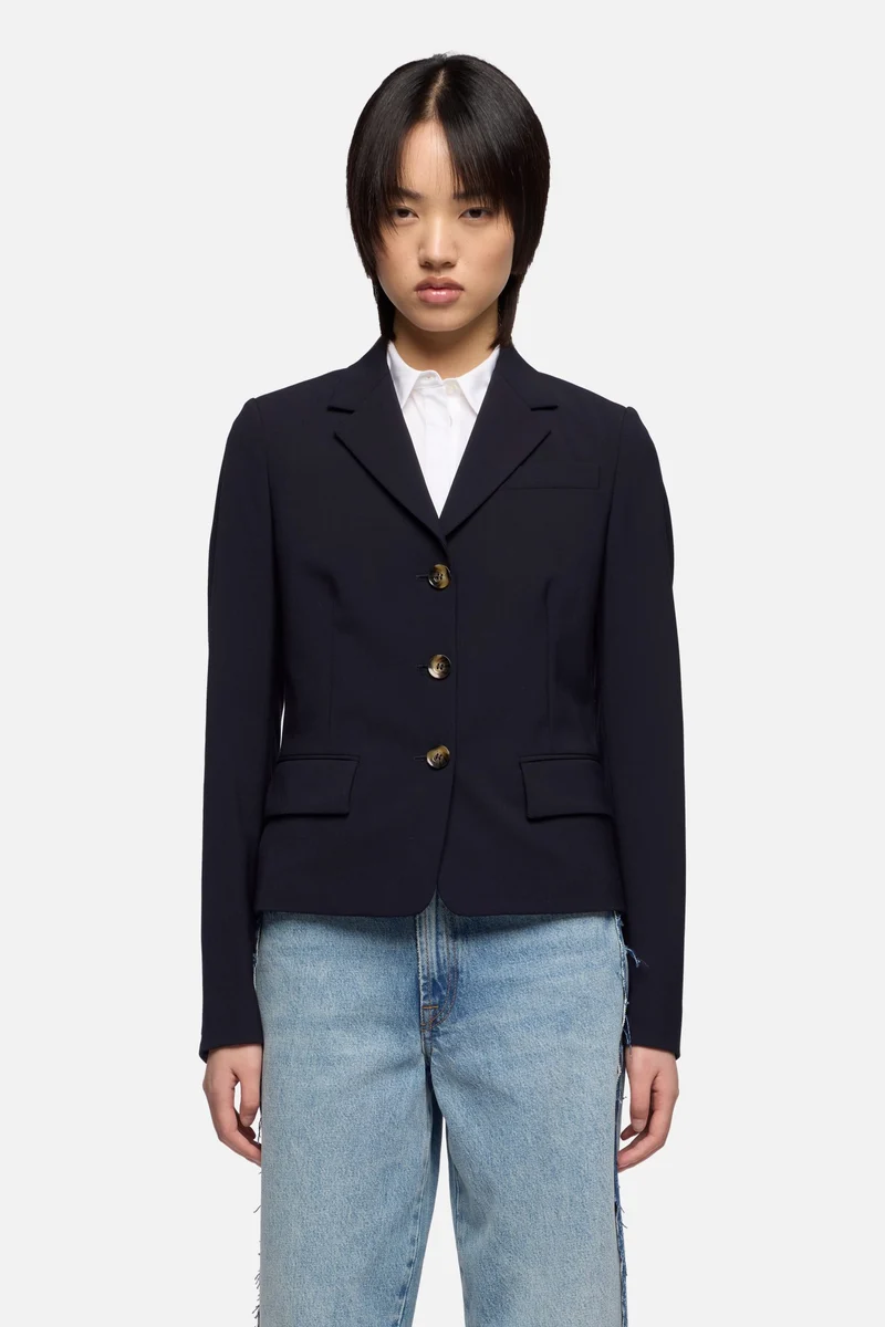 FITTED BLAZER in Wool Blend Dark Navy