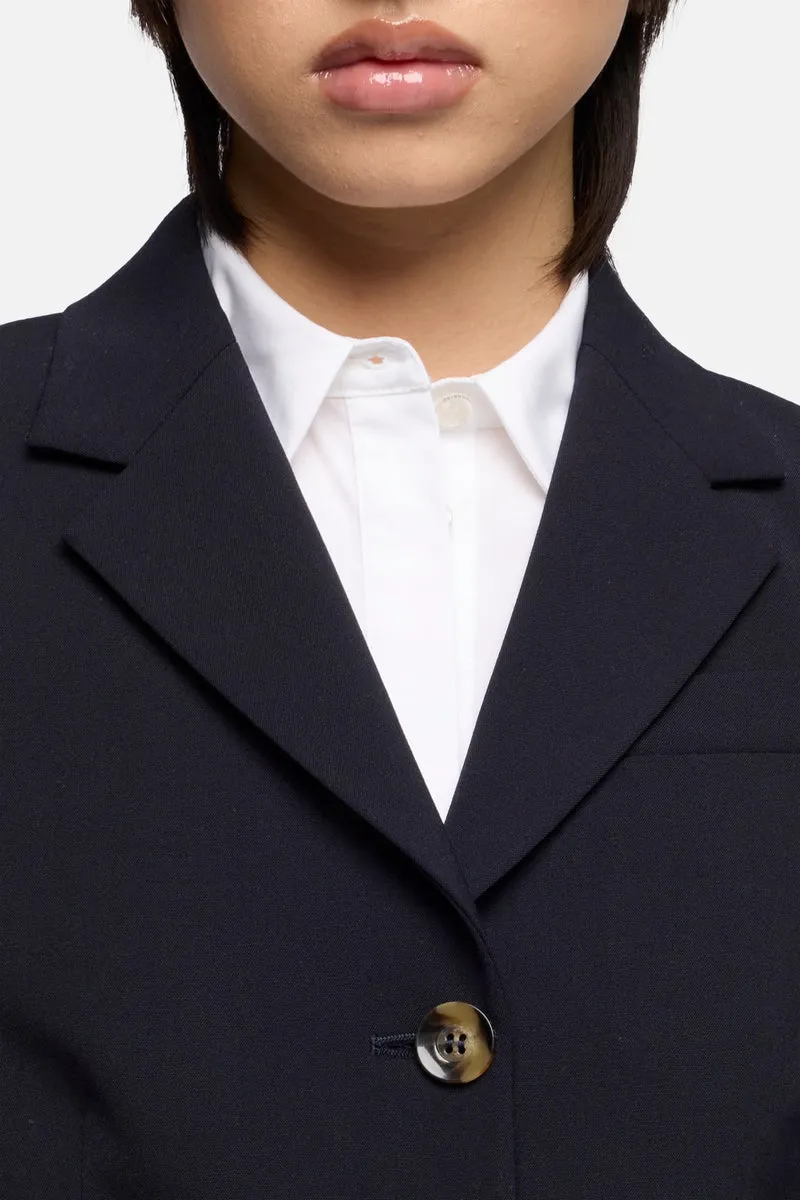 FITTED BLAZER in Wool Blend Dark Navy