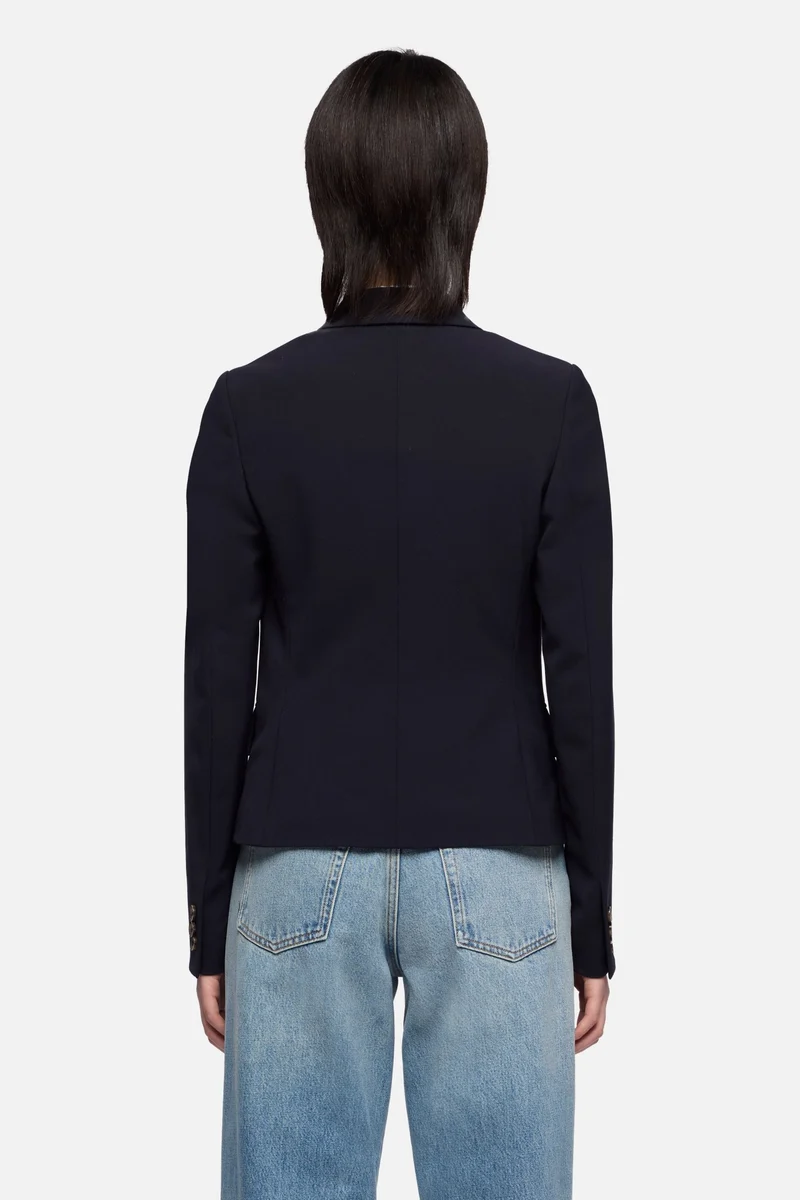 FITTED BLAZER in Wool Blend Dark Navy