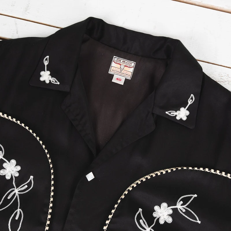 Embroidered Rayon Western Jacket Black