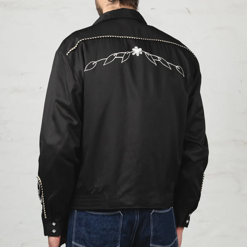 Embroidered Rayon Western Jacket Black