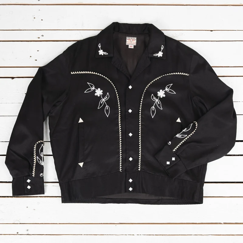 Embroidered Rayon Western Jacket Black