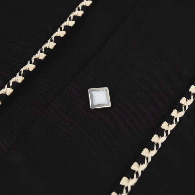 Embroidered Rayon Western Jacket Black