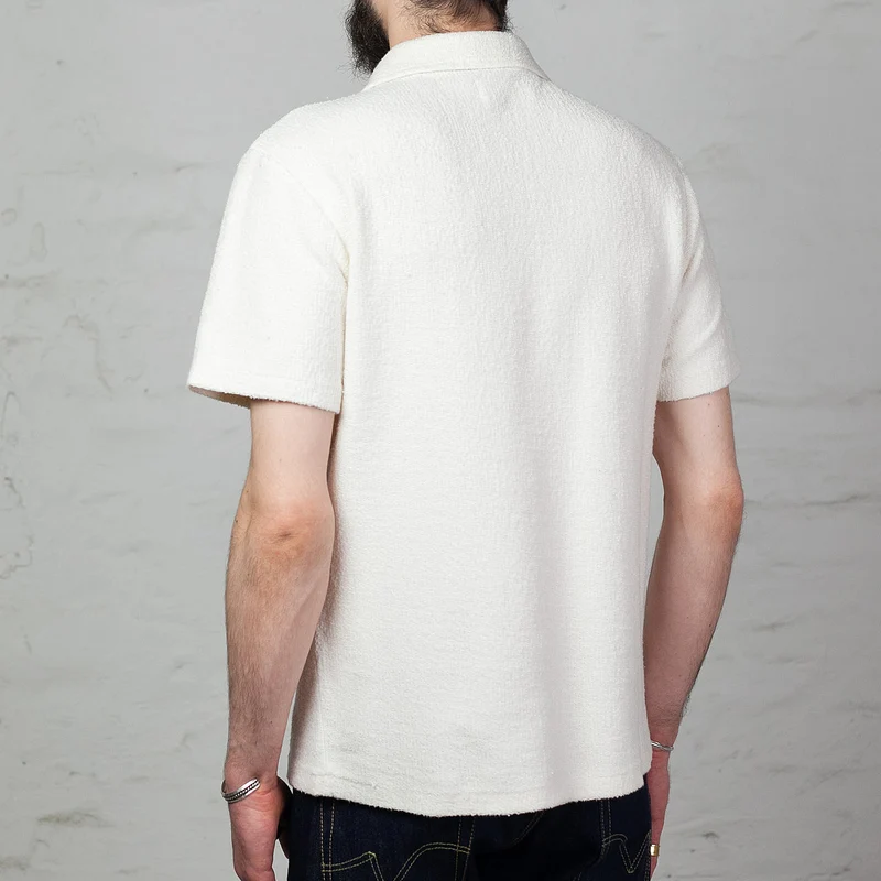 Cotton Pile Skipper Shirt Weiß