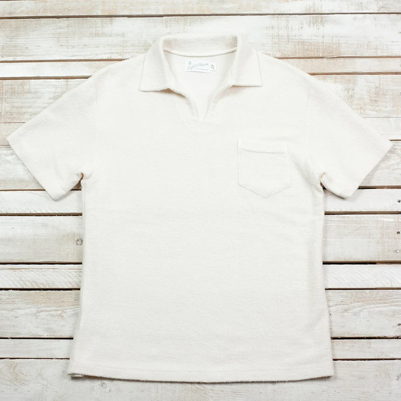 Cotton Pile Skipper Shirt Weiß