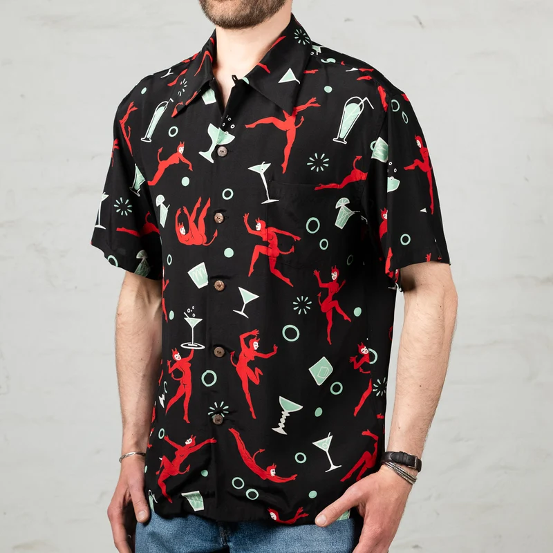 Devils & Drinks Hawaii Hemd Schwarz