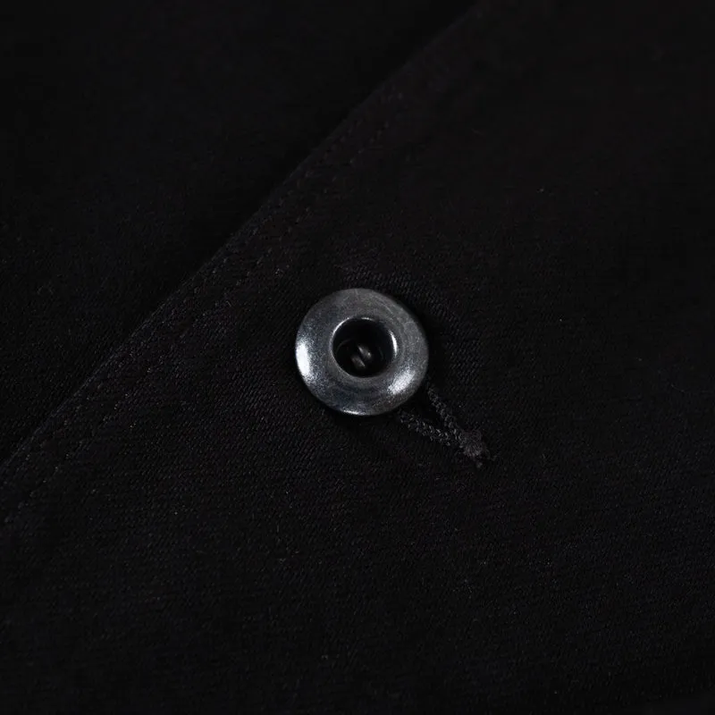 Peak Lapel Denim Lounge Jacket Cotton Hemp Lightweight Denim Black