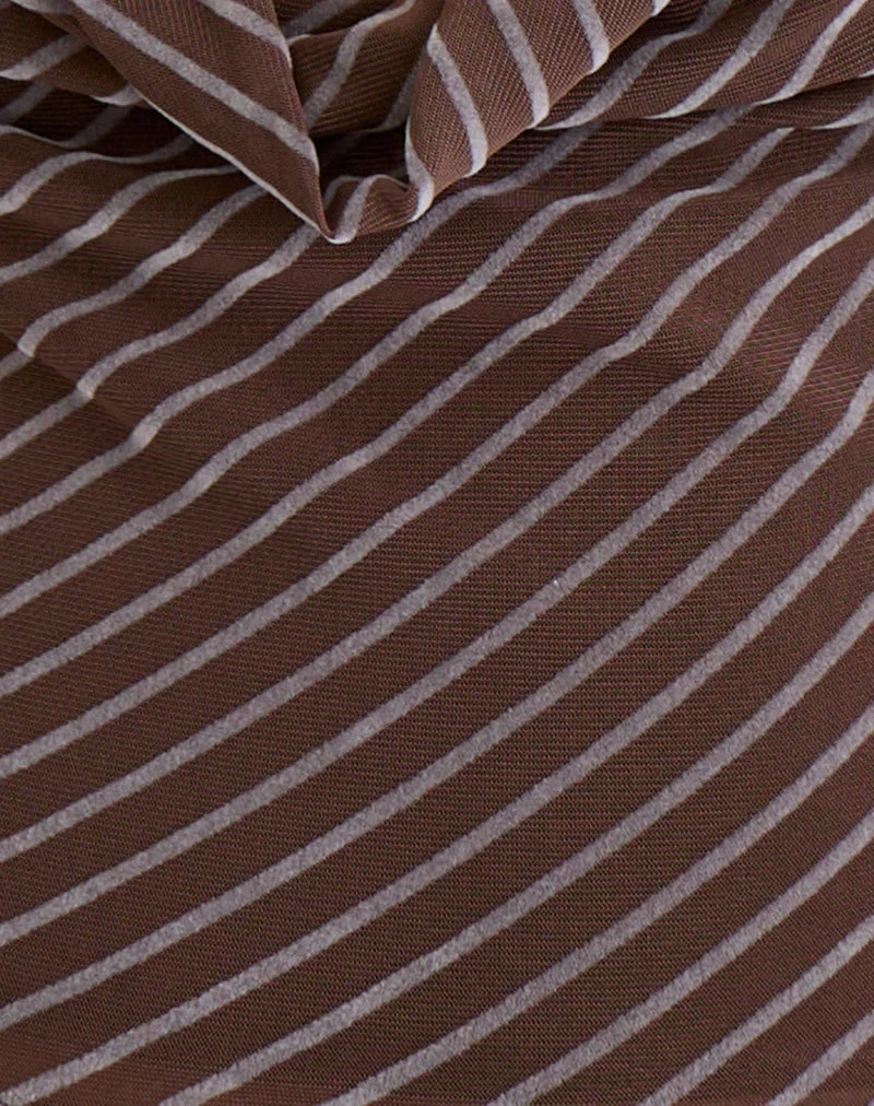 Bujou Cowl Top in Diagonalstreifen beflockt Braun und Creme
