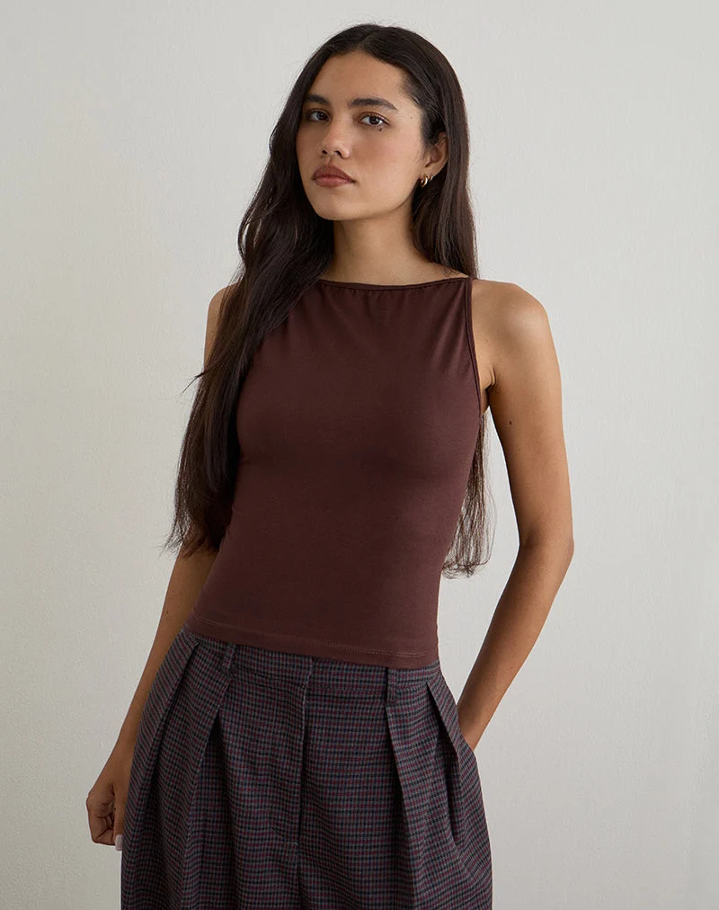 Dudley Vest Top aus Jersey Bitter Chocolate