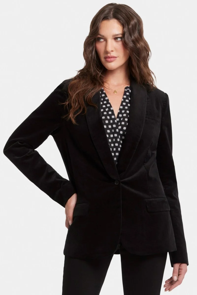 Smoking Blazer Baumwollsamt Schwarz | Black