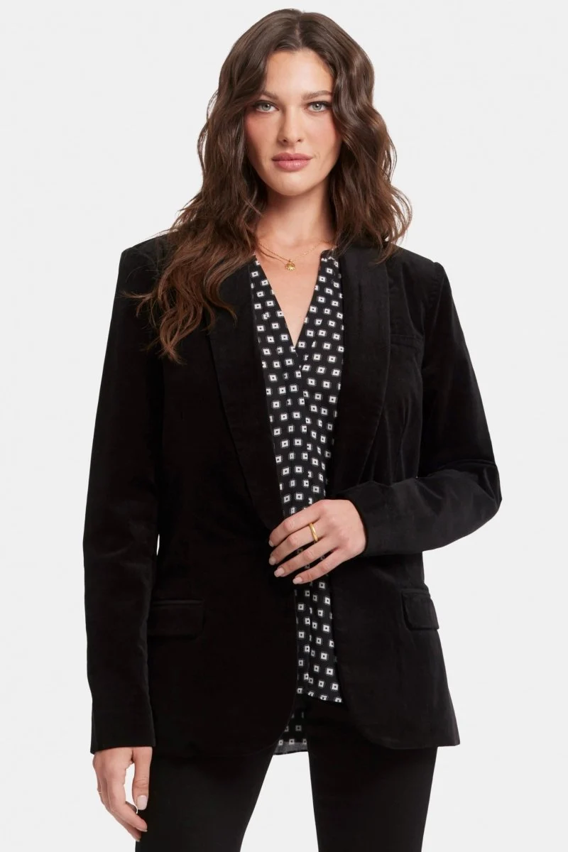 Smoking Blazer Baumwollsamt Schwarz | Black