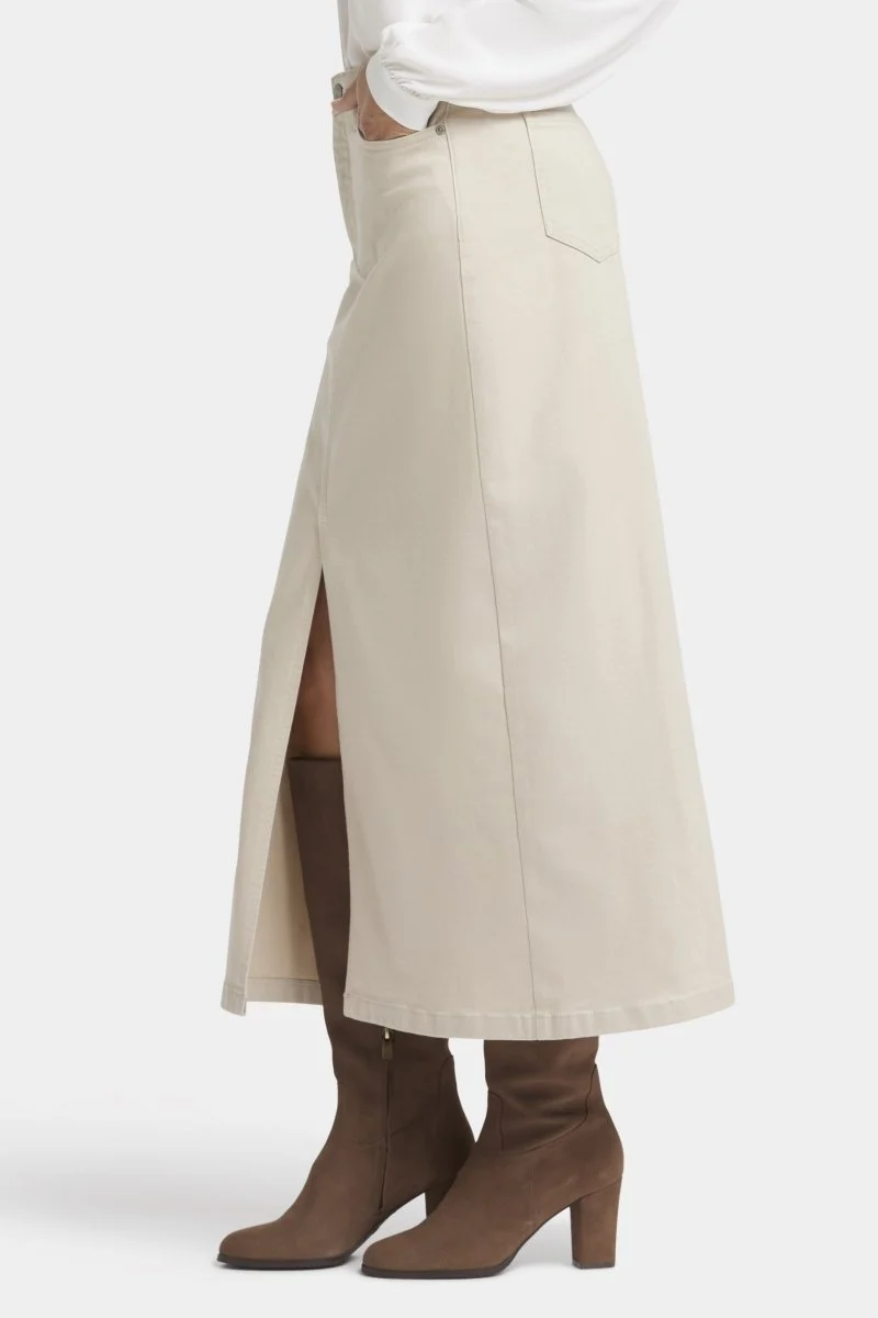 Hohe Taille Langer Rock mit mittigem Frontschlitz | Feather