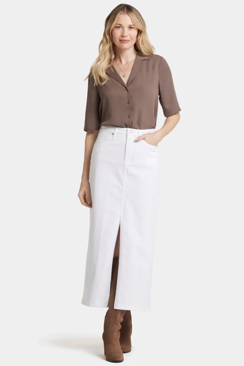 High Rise Langer Rock mit Mittelschlitz vorne | Optic White
