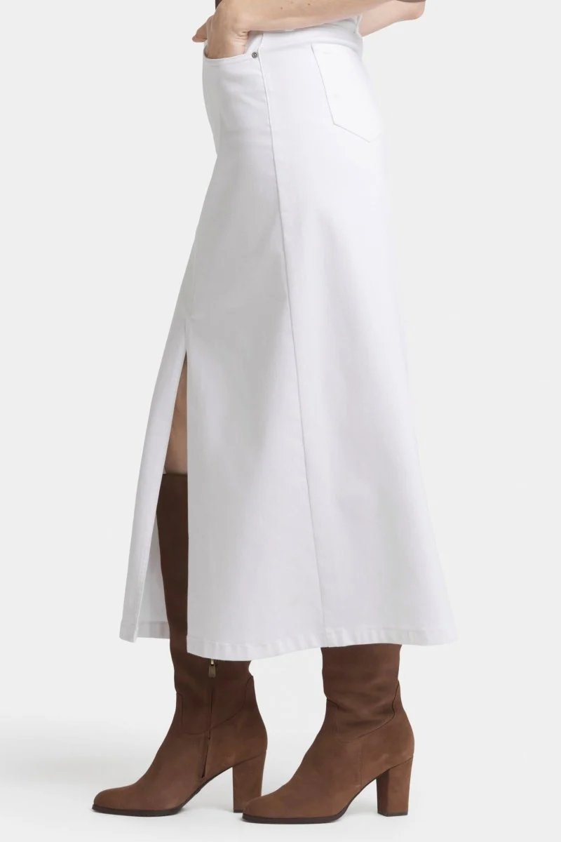 High Rise Langer Rock mit Mittelschlitz vorne | Optic White