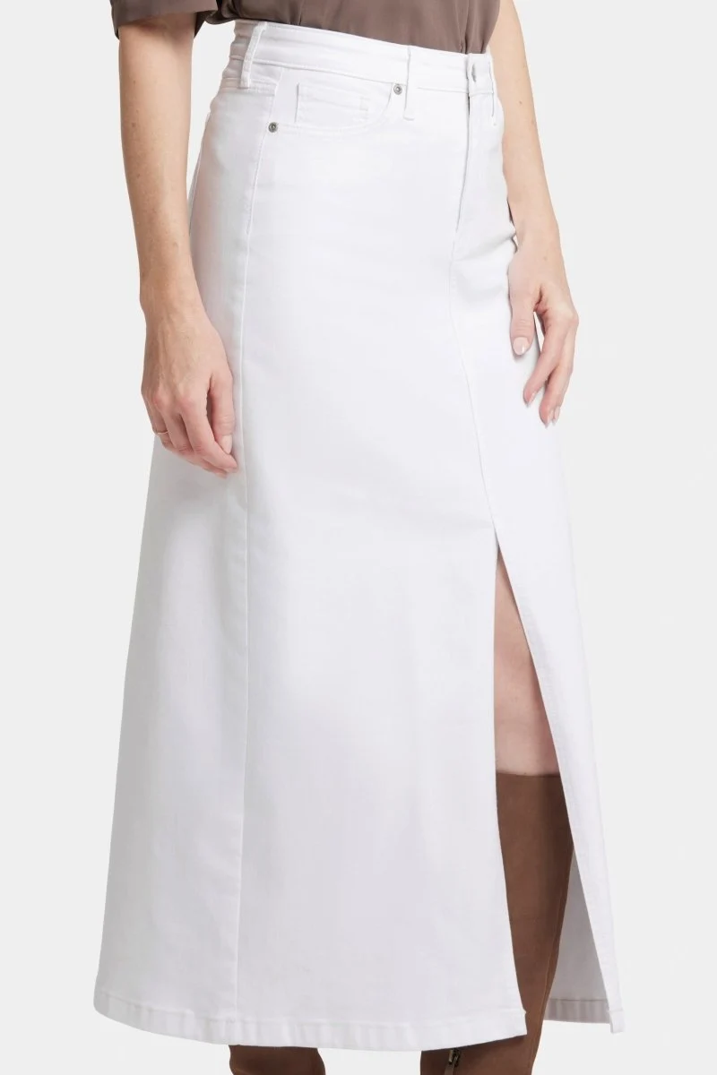 High Rise Langer Rock mit Mittelschlitz vorne | Optic White