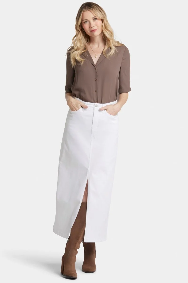 High Rise Langer Rock mit Mittelschlitz vorne | Optic White