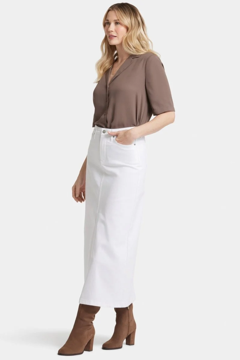 High Rise Langer Rock mit Mittelschlitz vorne | Optic White