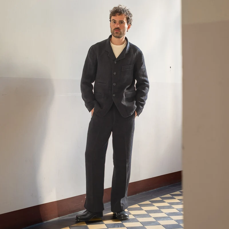 Continental Sack Jacket Linen Wool Schwarz