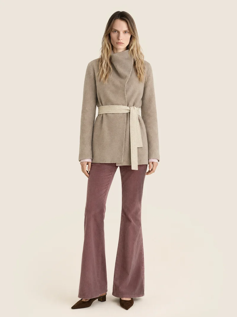 Cashmere-Wool-Silk Double Caban Coat