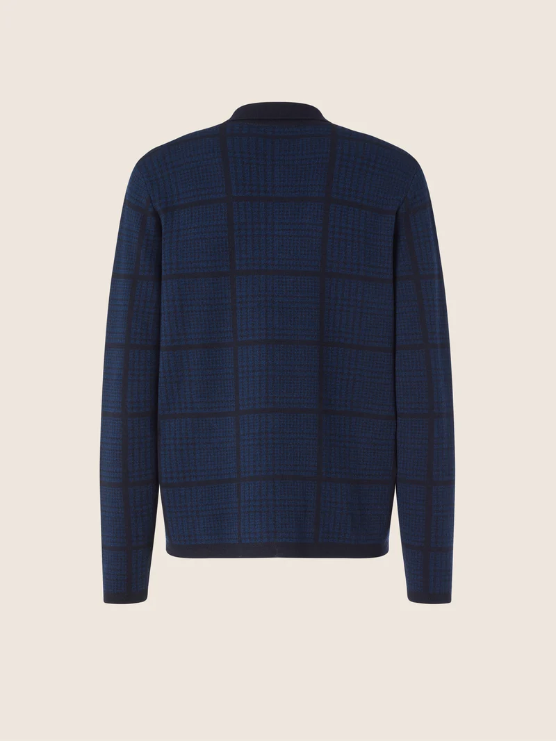Wool-Silk Jacquard Piquet Cardigan