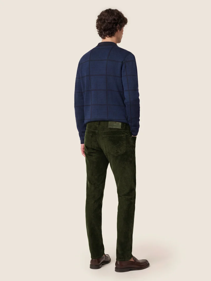 Wool-Silk Jacquard Piquet Cardigan