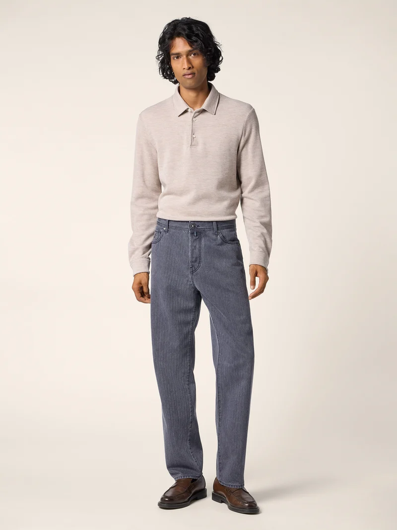 Alex — Pure Cotton Herringbone Jeans