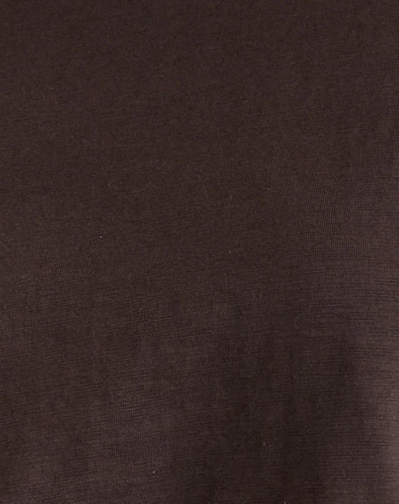 Enid Layered T-Shirt in Schokoladenbraun und Hellblau