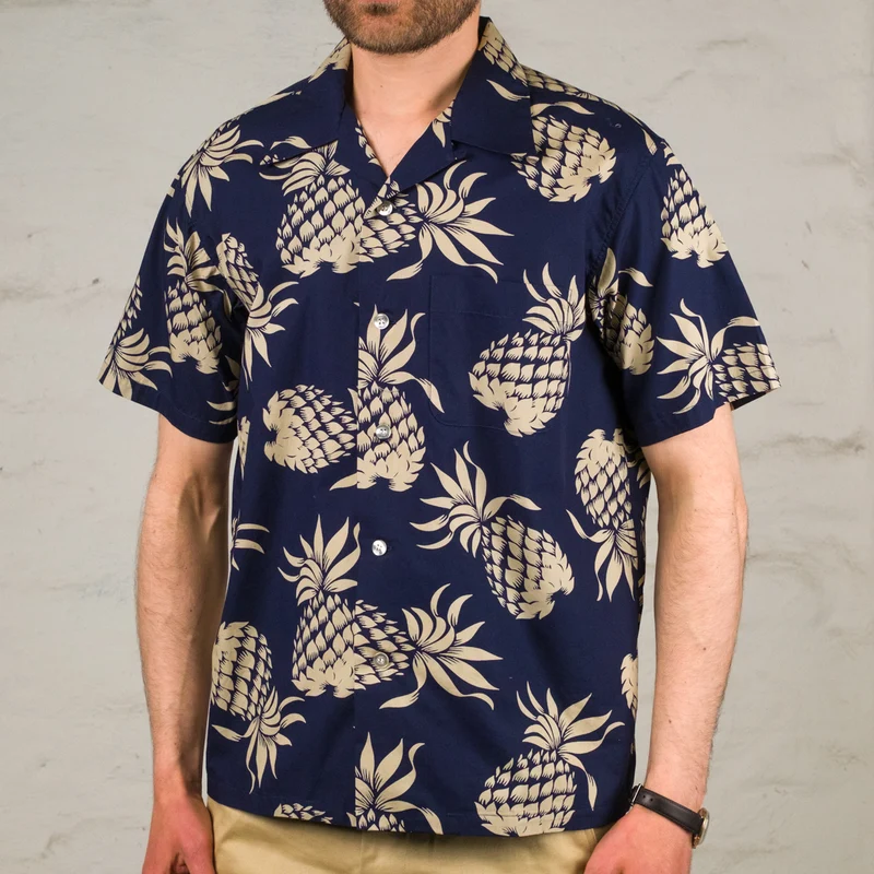 Duke Kahanamoku "Duke's Pineapple" Hawaiihemd Navy
