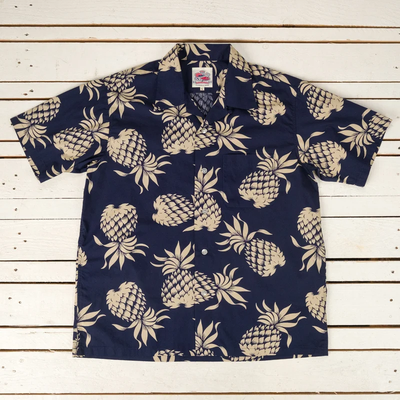 Duke Kahanamoku "Duke's Pineapple" Hawaiihemd Navy