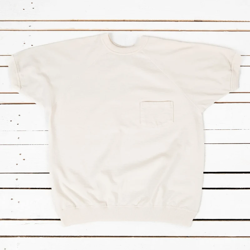 Short Sleeve Pocket Sweatshirt Cream