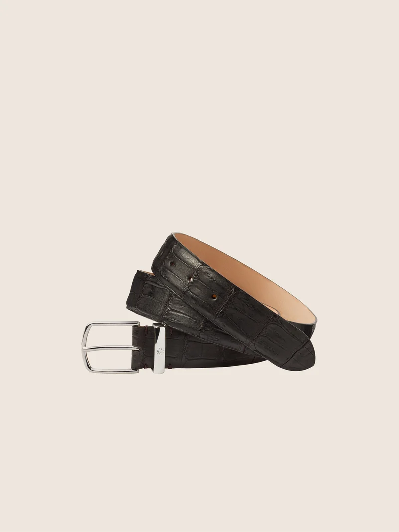 Matte Crocodile Leather Belt