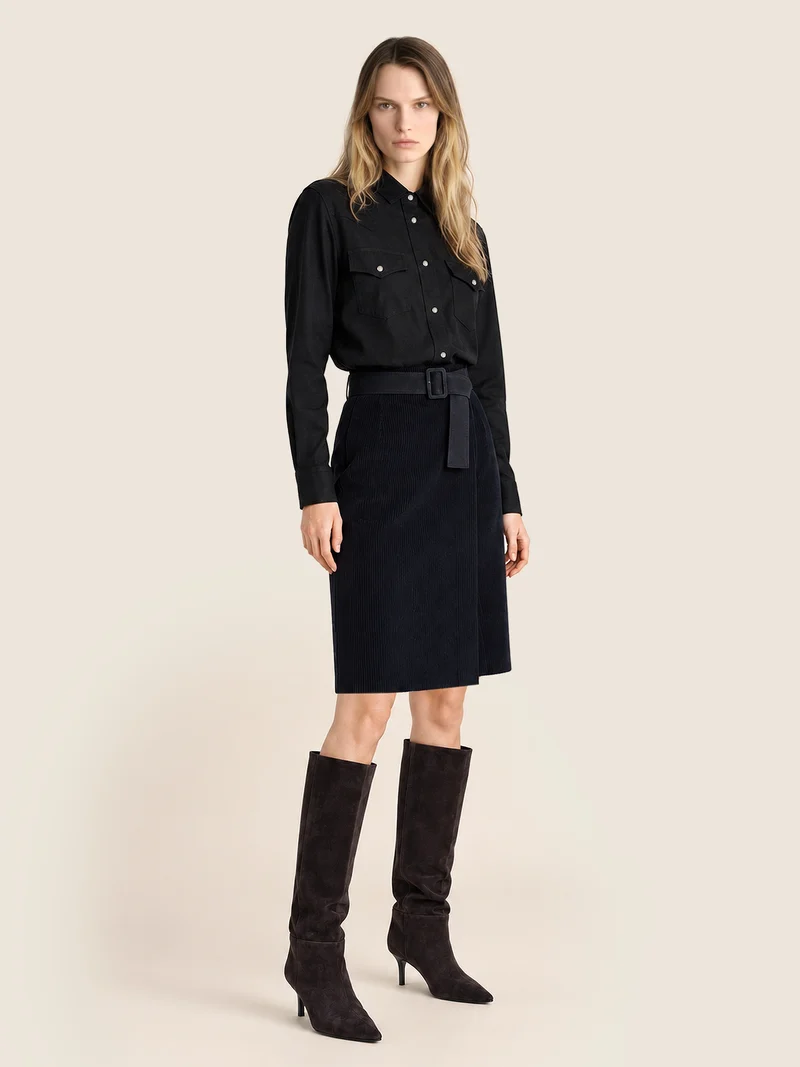 Cotton-Cashmere Corduroy Skirt