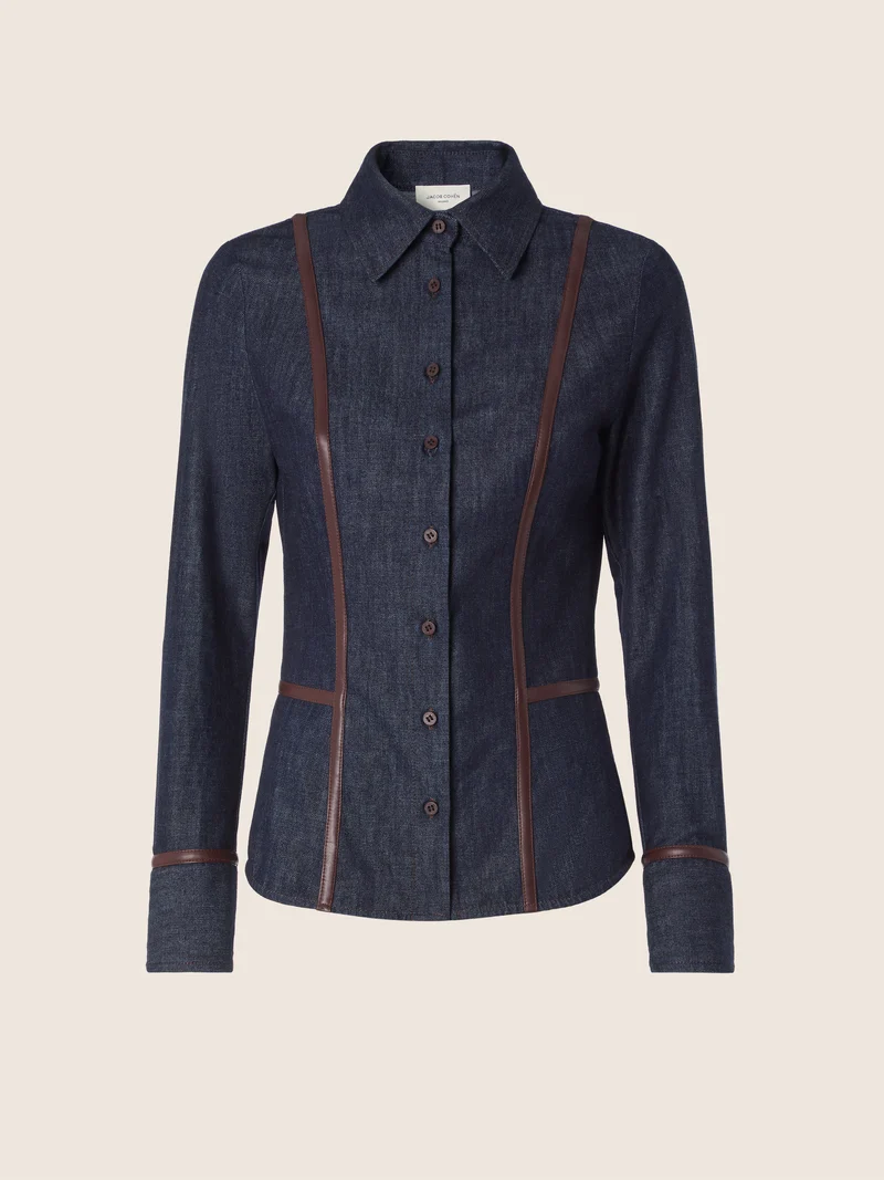 Light Denim and Nappa Leather Shirt